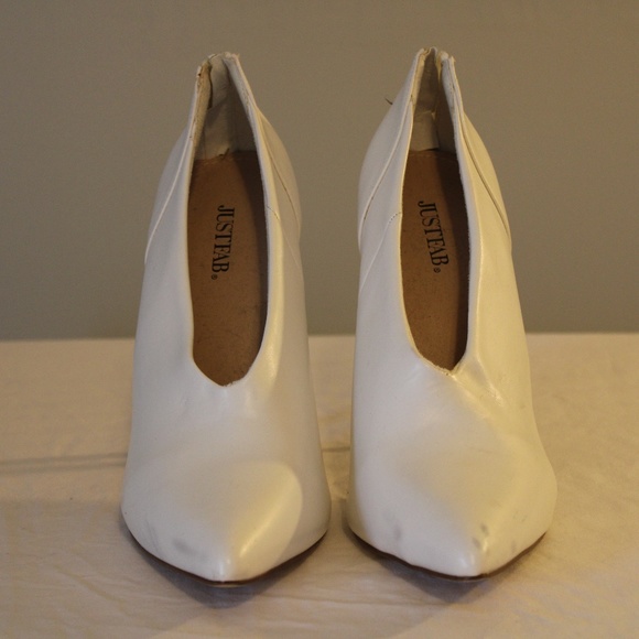 JustFab Shoes - White Leather Boots